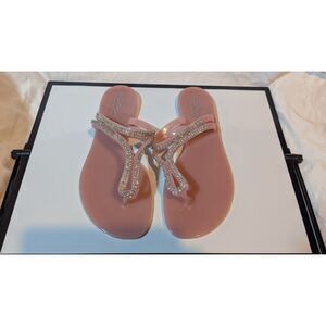 La Je Pink Rhinestone Sandals Size 6